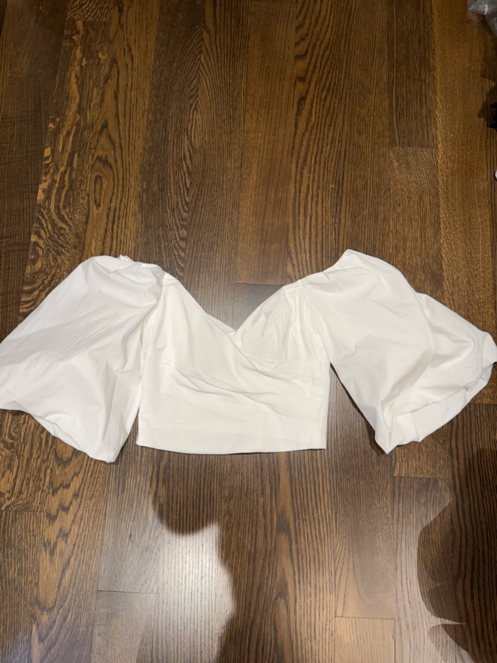 Bardot White Puff Sleeve Cropped Top